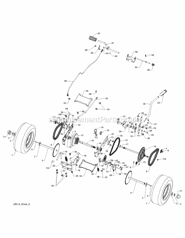 Weed Eater WE261 (2012-02)(96022001102) Lawn Tractor Drive Diagram