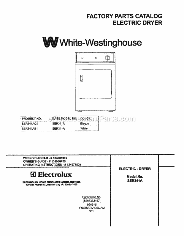 Westinghouse SER341AQ1 Dryer - West/Grupo Gomo Page F Diagram