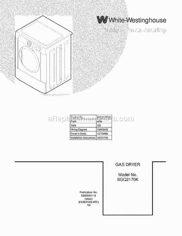 Westinghouse SGQ2170KS0 Dryer Page D Diagram