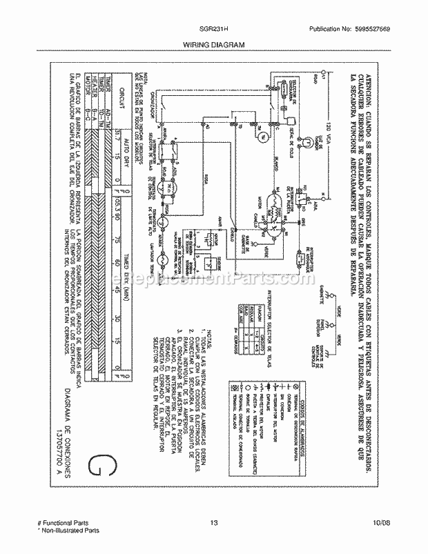Westinghouse SGR231HQ1 Dryer Page G Diagram