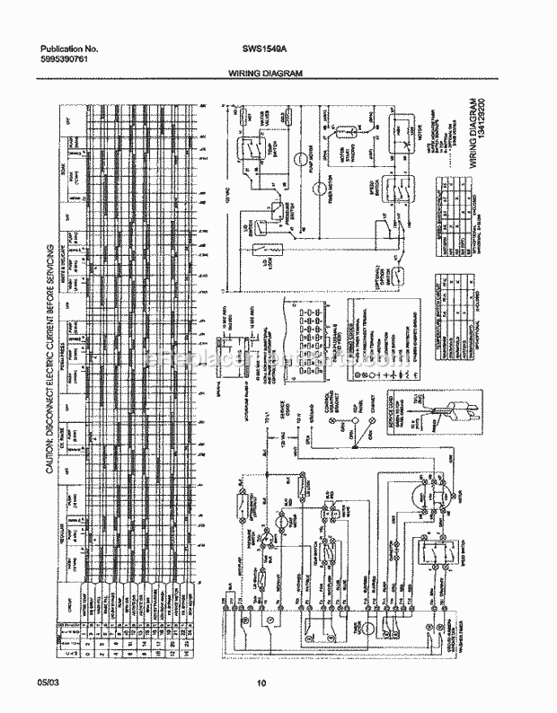 Westinghouse SWS1549AS2 White Westinghouse/Washer Page F Diagram
