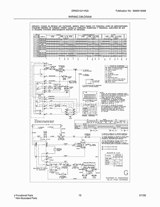 Westinghouse SWSG1031HQ0 Laundry Center Page H Diagram