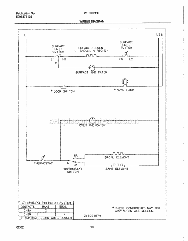 Westinghouse WEF303PHDB White Westinghouse/Electric Range Page F Diagram