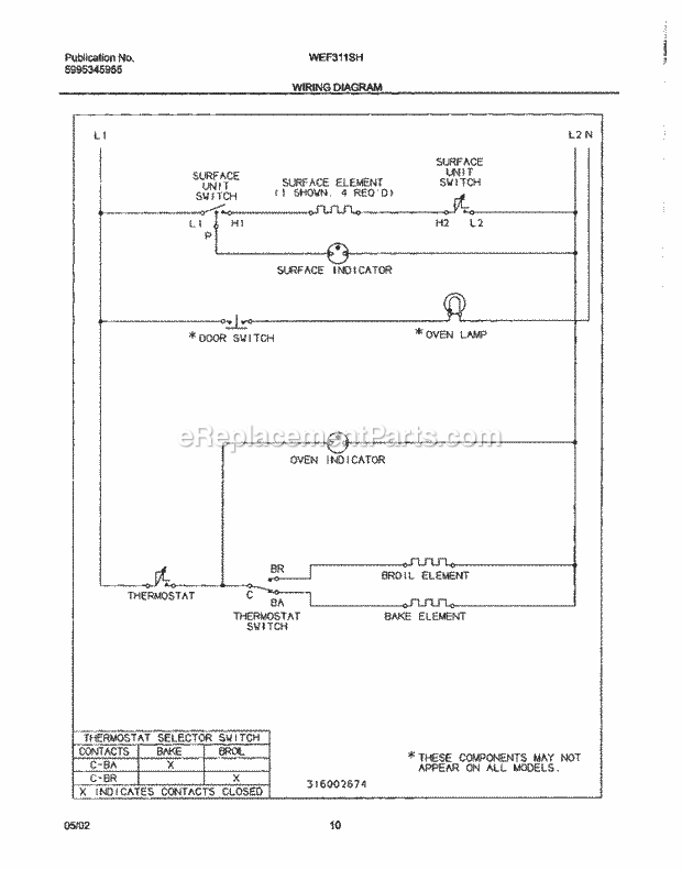 Westinghouse WEF311SHWA White Westinghouse/Electric Range Page F Diagram