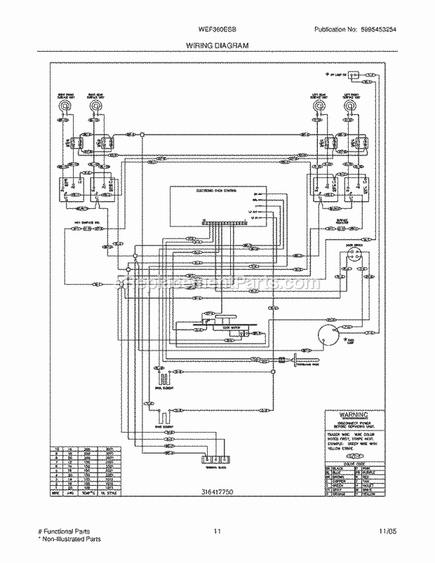 Westinghouse WEF360ESB White Westinghouse/Range Page F Diagram