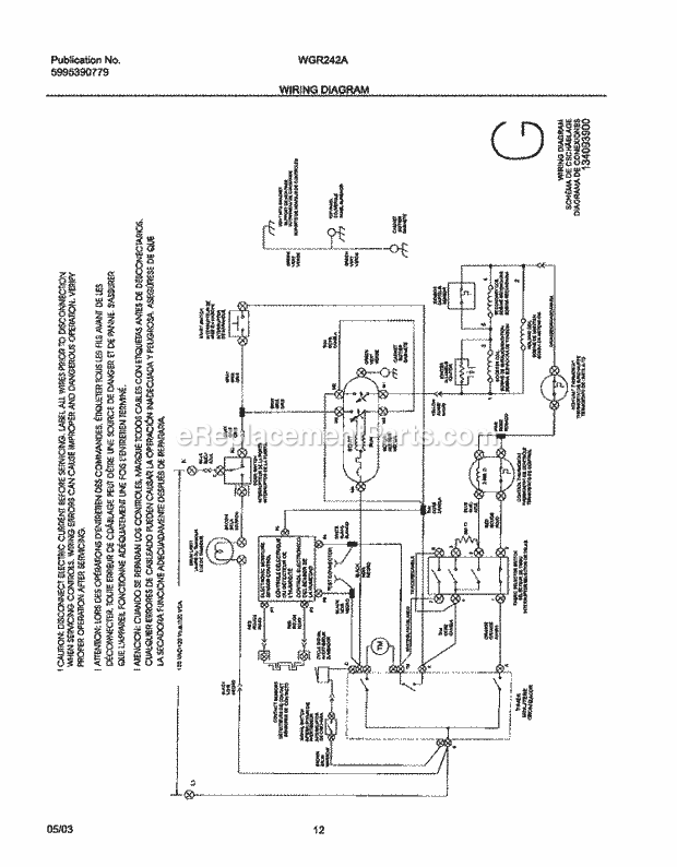 Westinghouse WGR242AS3 White Westinghouse/Gas Dryer Page G Diagram