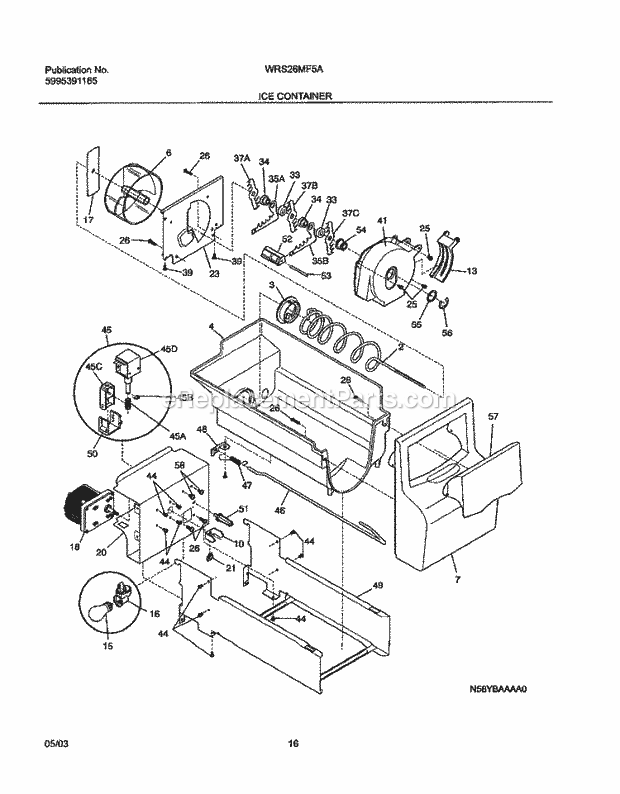 Westinghouse WRS26MF5AQ5 White Westinghouse/Refrigerator Ice Container Diagram