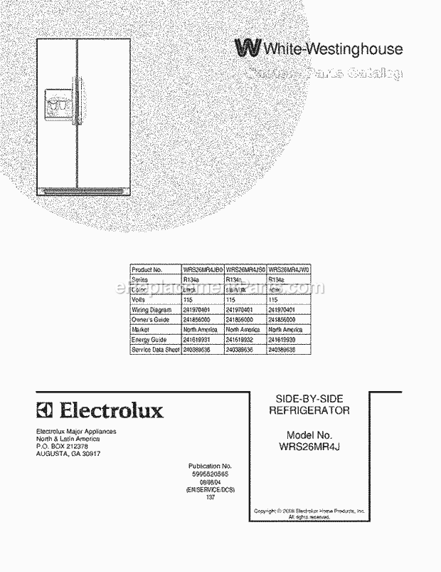 Westinghouse WRS26MR4JB0 Refrigerator Page C Diagram