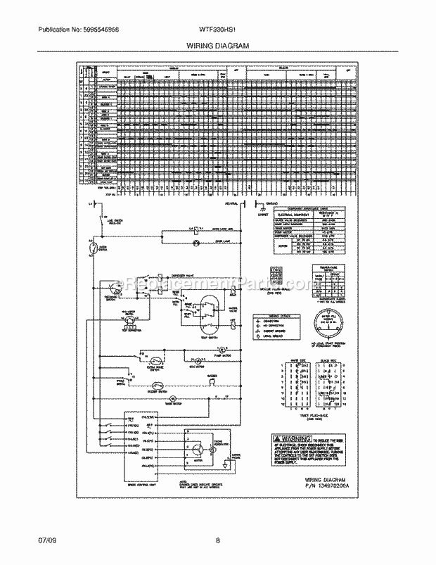 Westinghouse WTF330HS1 Washer Page F Diagram