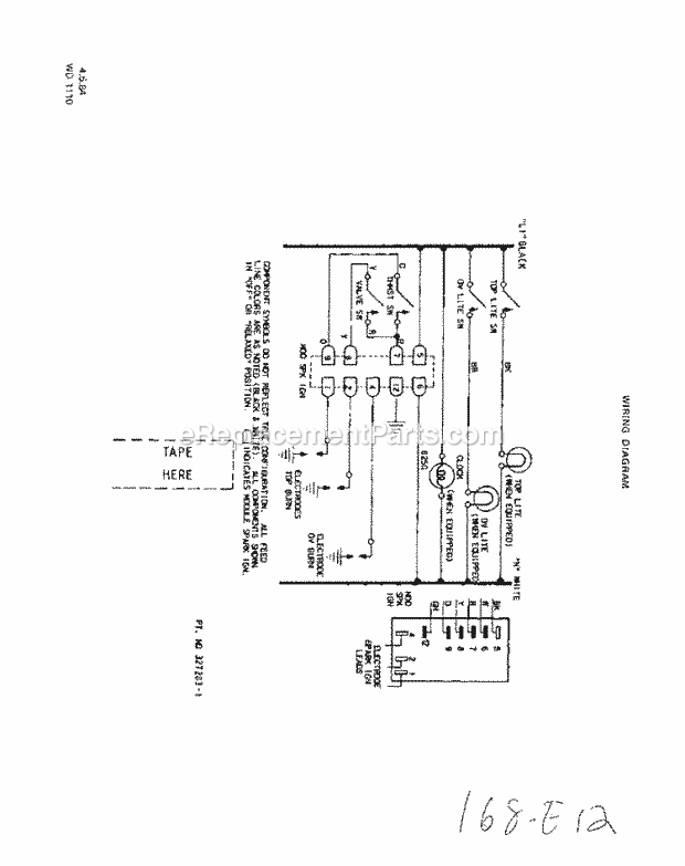 Whirlpool 1215^0A Gas Range Page H Diagram