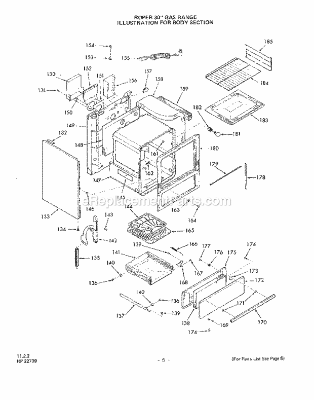 Whirlpool 1303W0A Gas Range Oven Door Diagram