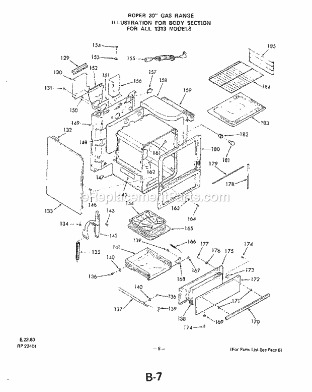 Whirlpool 1313^0A Gas Range Body Diagram