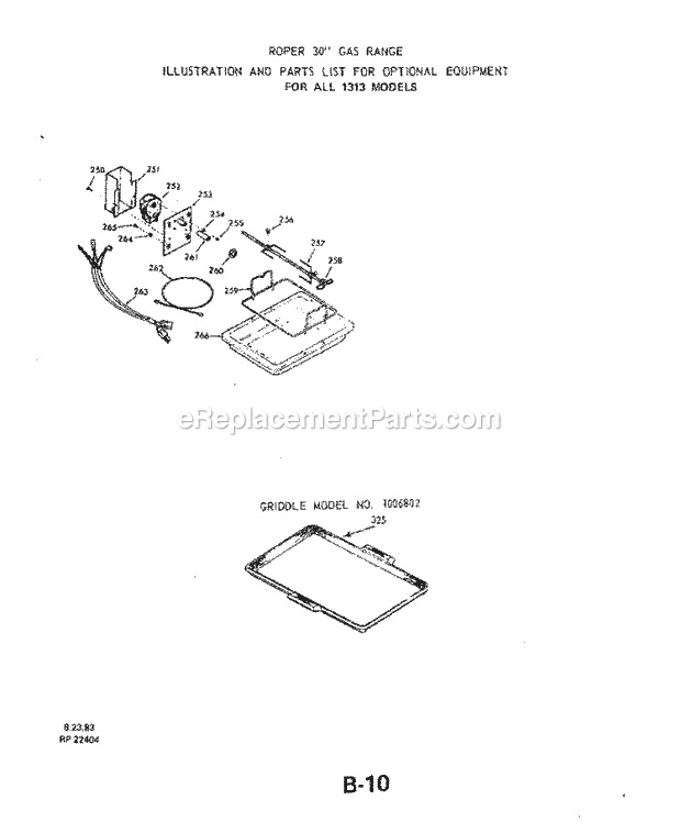 Whirlpool 1313^0A Gas Range Rotisserie , Griddle Diagram