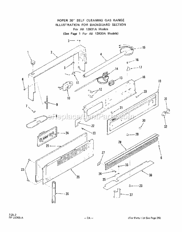 Whirlpool 1393^0A Gas Range Main Top Diagram