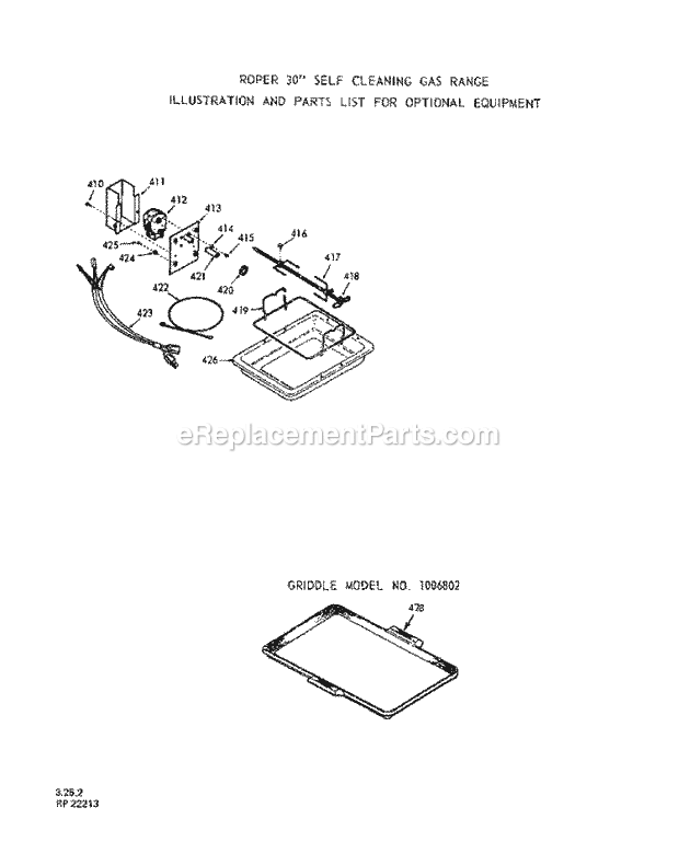 Whirlpool 1393^0A Gas Range Rotisserie, Griddle Diagram