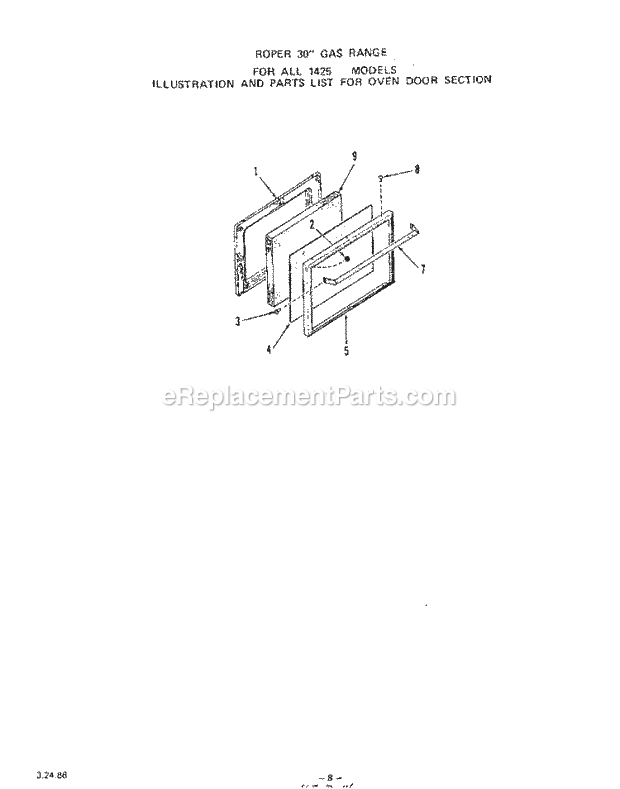 Whirlpool 1405^0A Gas Range Section Diagram