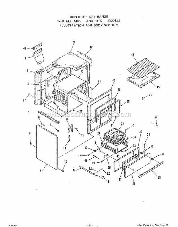 Whirlpool 1405^2A Gas Range Body Diagram