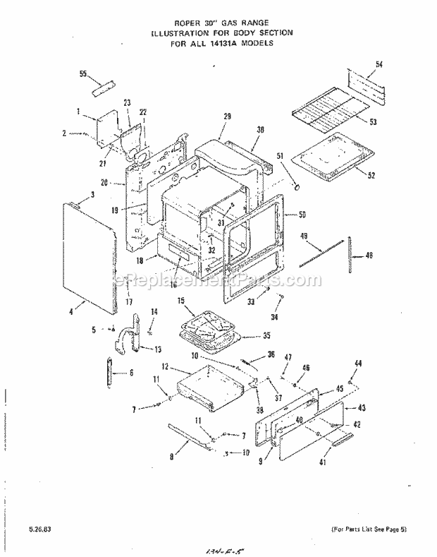 Whirlpool 1413^1A Gas Range Body Diagram