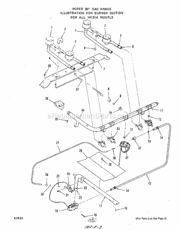 Whirlpool 1413^1A Gas Range Burner Diagram