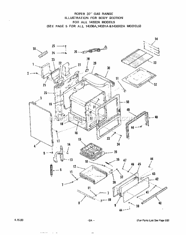 Whirlpool 1433W0A Gas Range Page E Diagram