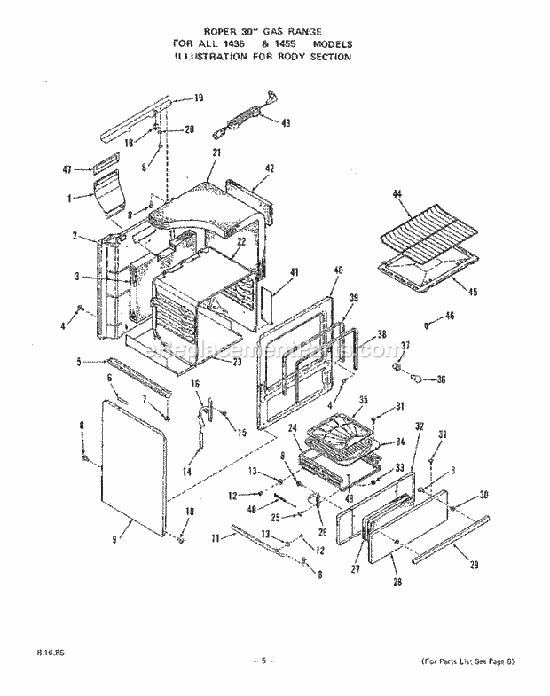 Whirlpool 1435^0A Gas Range Griddle Diagram