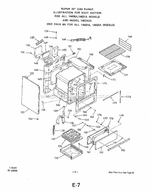 Whirlpool 1463^2A Gas Range Body Diagram