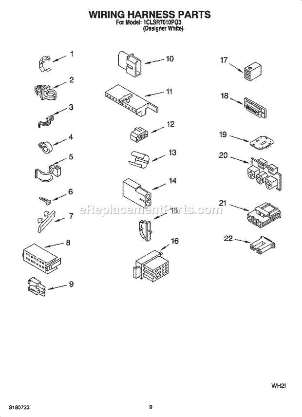 Whirlpool 1CLSR7010PQ0 Residential Washer Wiring Harness Parts Diagram