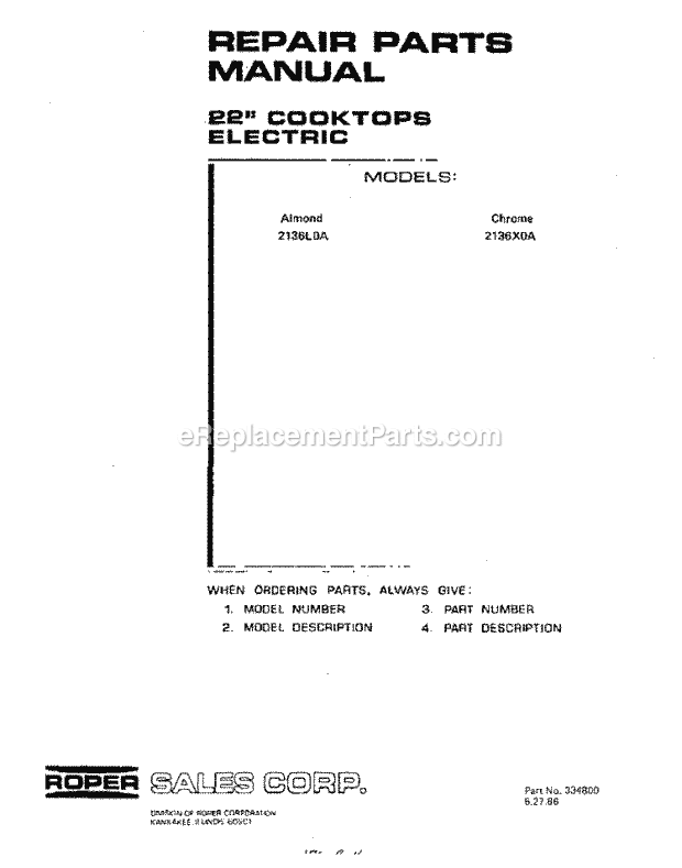 Whirlpool 2136^0A Electric Cooktop Page B Diagram