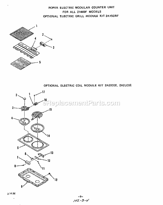 Whirlpool 2144^0F Electric Modular Counter Unit Electric Grill Module , Electric Diagram