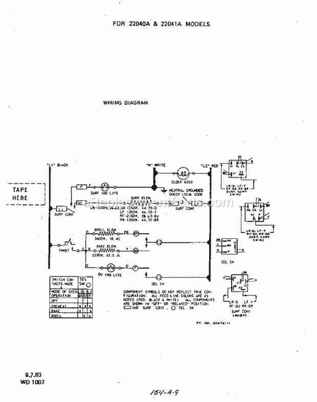 Whirlpool 2204^0A Electric Range Page F Diagram