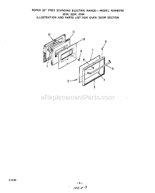 Whirlpool 2214^0A Electric Range Section Diagram