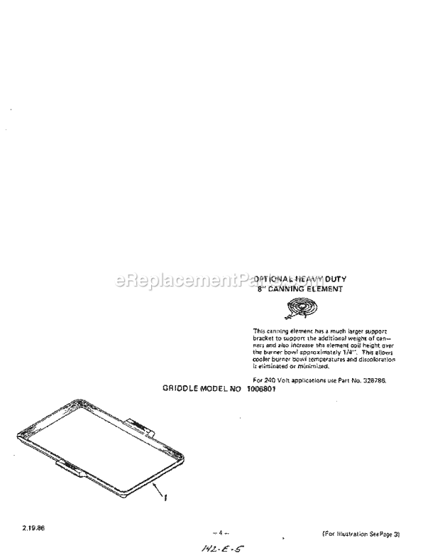 Whirlpool 2224^1A Electric Range Canning Element , Griddle Diagram