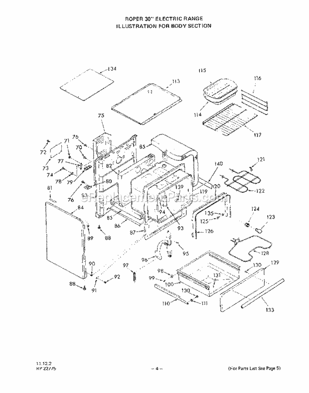 Whirlpool 2233^0A Electric Range Oven Door Diagram