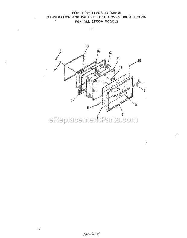 Whirlpool 2275^0A Electric Range Oven Door Diagram