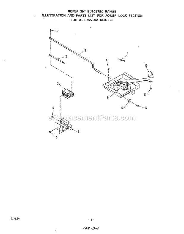 Whirlpool 2275^0A Electric Range Power Lock Diagram