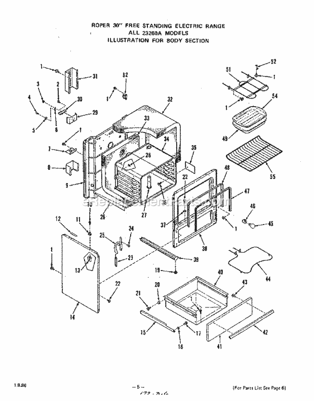 Whirlpool 2326^0A Electric Range Oven Door Diagram