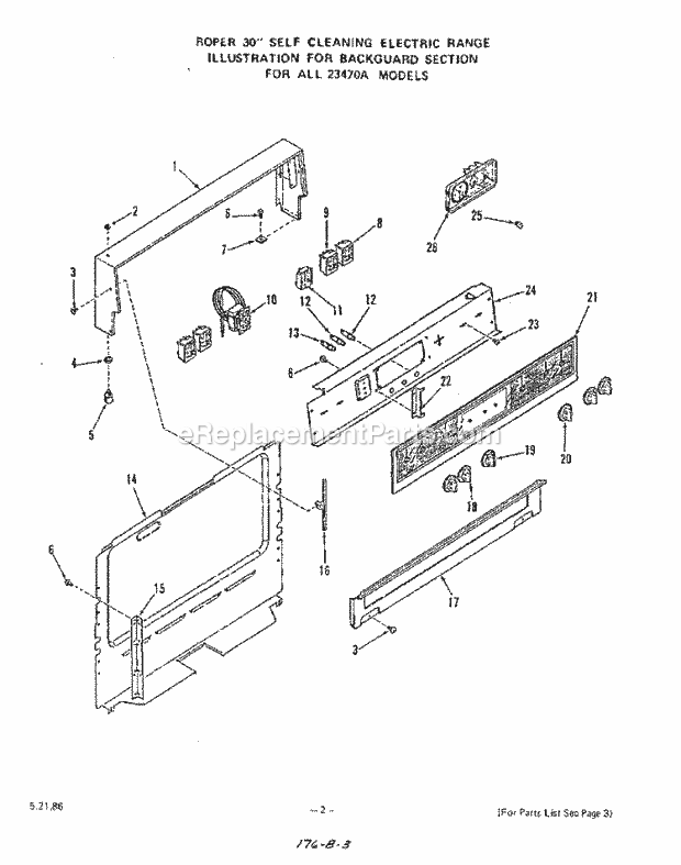 Whirlpool 2347^0A Electric Range Main Top Diagram