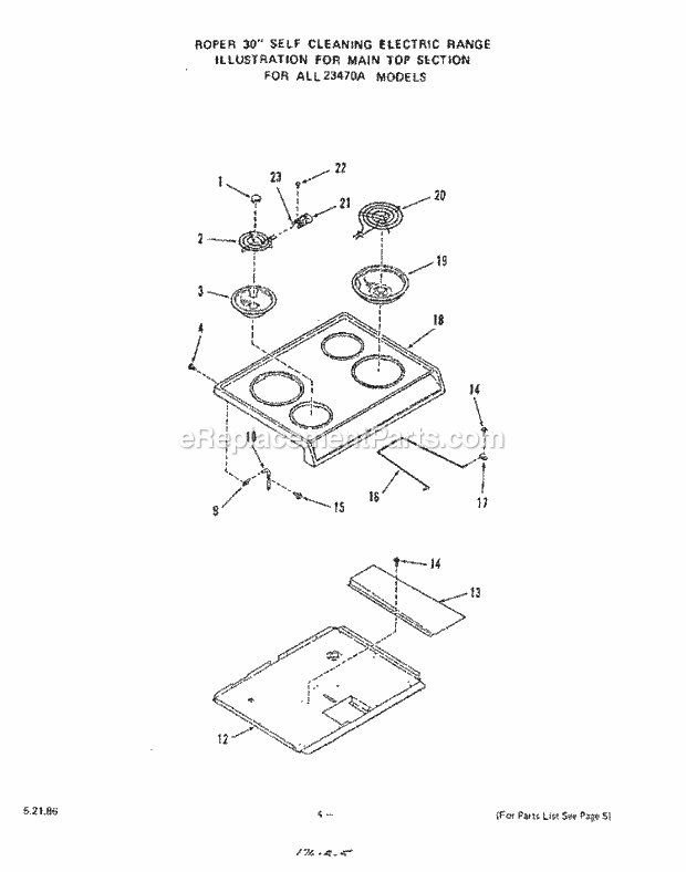 Whirlpool 2347^0A Electric Range Optional Set on Griddle Diagram