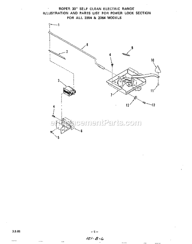 Whirlpool 2354^1A Electric Range Power Lock Diagram