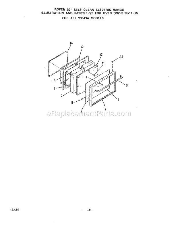 Whirlpool 2354^3A Electric Range Section Diagram