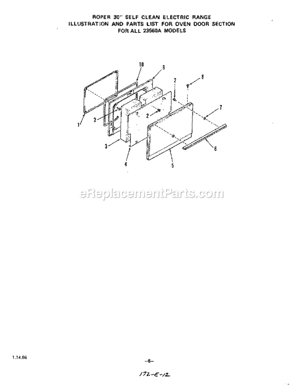 Whirlpool 2366^0A Electric Range Section Diagram