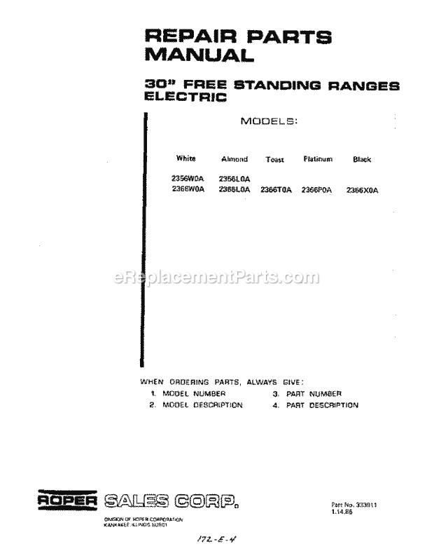 Whirlpool 2366^0A Electric Range Page G Diagram