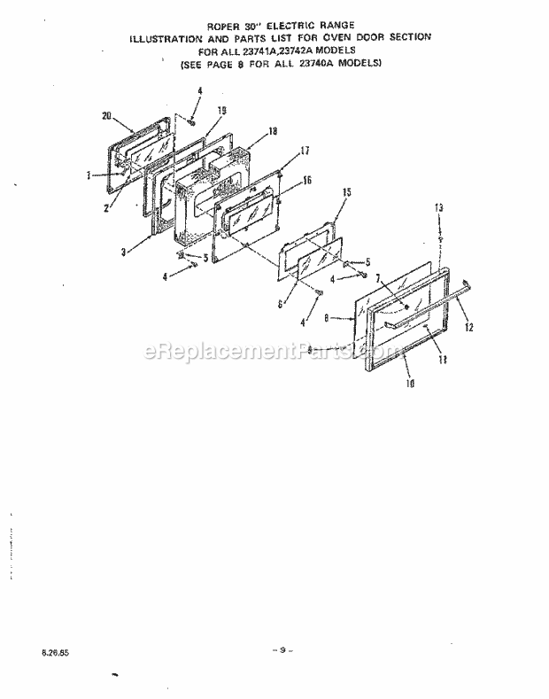 Whirlpool 2374^1A Electric Range Section Diagram