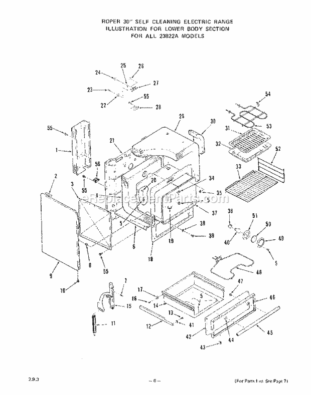 Whirlpool 2382^2A Electric Range Lower Body Diagram