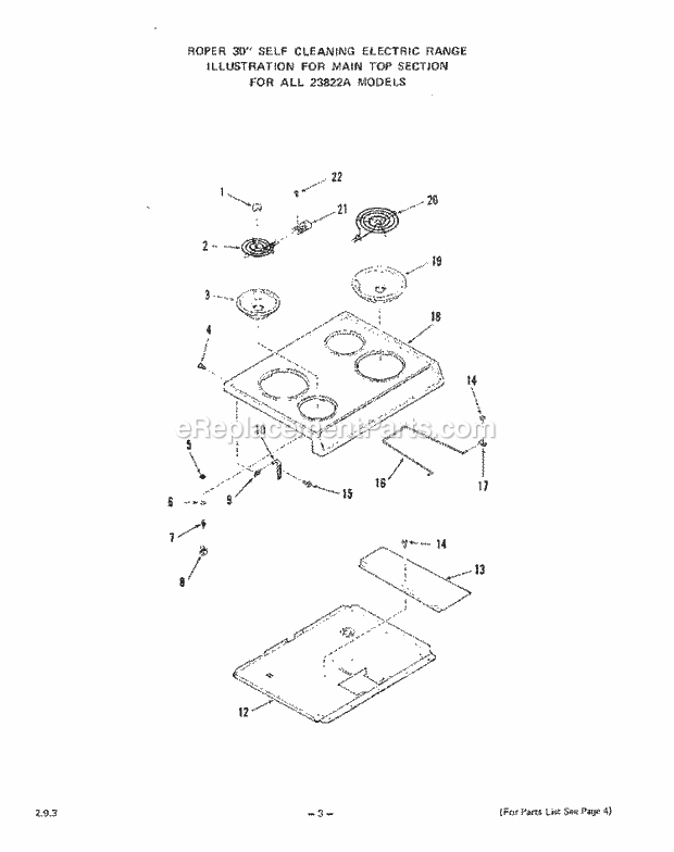 Whirlpool 2382^2A Electric Range Main Top Diagram