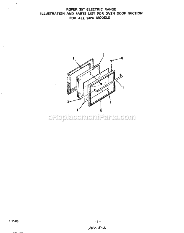 Whirlpool 2414^1A Electric Range Section Diagram