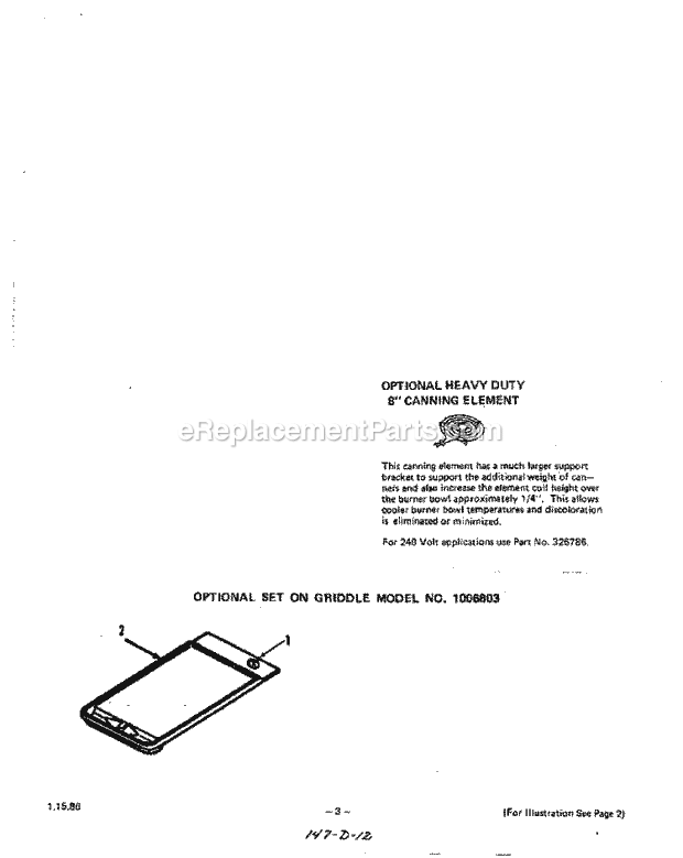 Whirlpool 2424^1A Electric Range Canning Element , Griddle Diagram