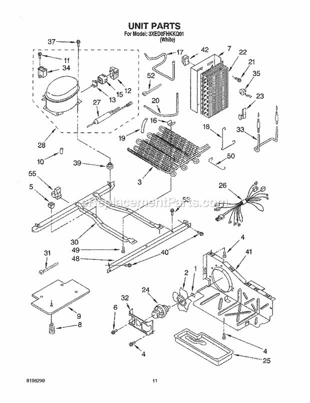 Whirlpool 3XED0FHKKQ01 Refrigerator Unit Diagram