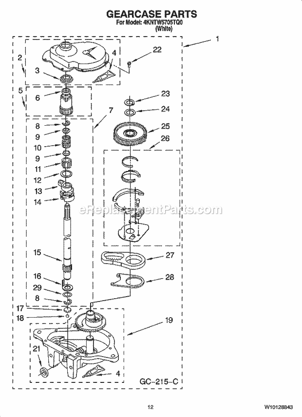 Whirlpool 4KNTW5705TQ0 Washer Gearcase Parts, Optional Parts (Not Included) Diagram