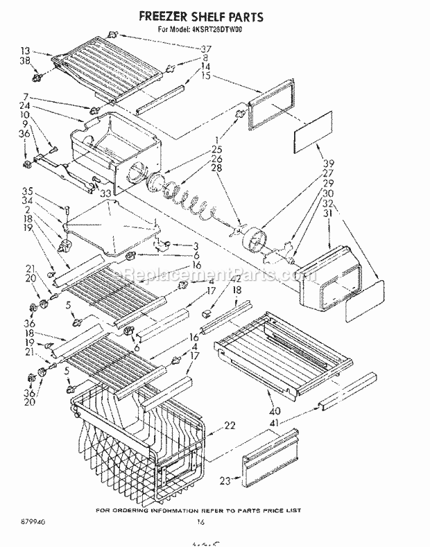 Whirlpool 4KSRT26DTP00 Refrigerator Freezer Shelf Diagram